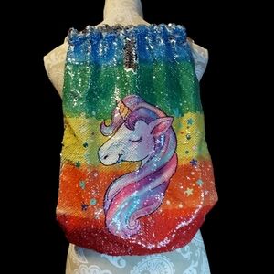 Unbranded Reversible Sequins Unicorn Drawstring Bag